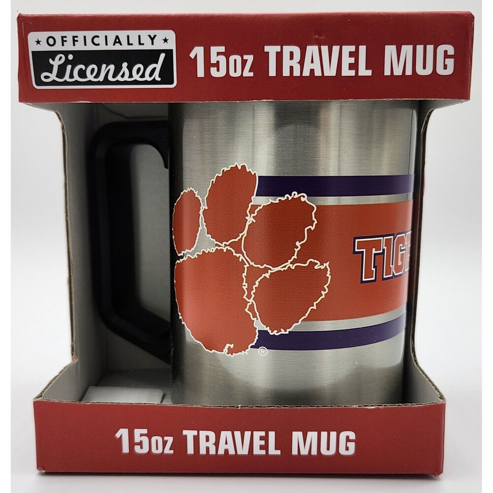 Logo Brands Clemson Tigers 15oz Travel Mug w/ Lid (Officially Licensed, NIP)
